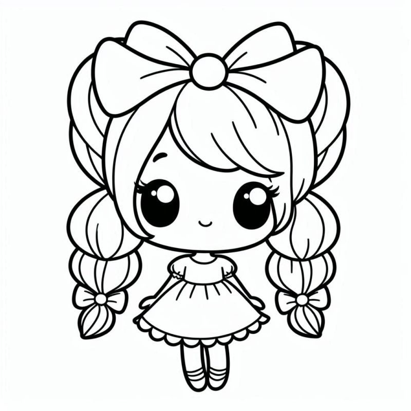 Desenho de Menina Chibi Fofa para Colorir