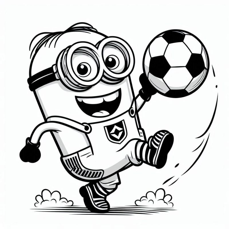 Desenho de Minion Jogador de Futebol para Colorir