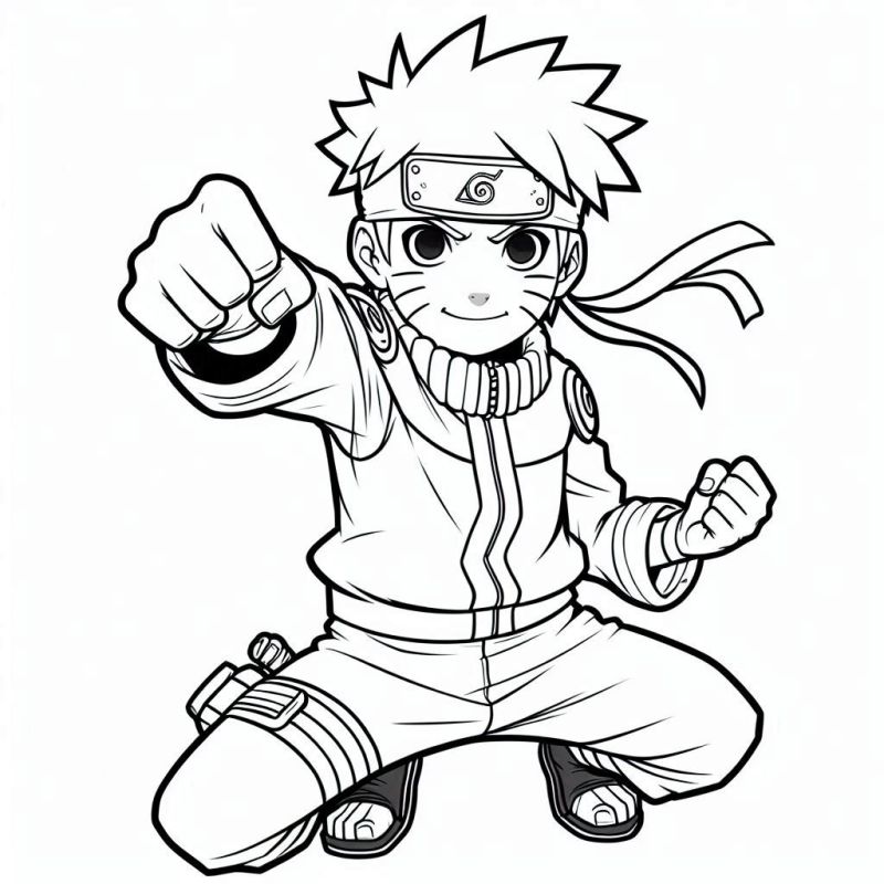 Naruto em Posição de Ação: Pronto para Colorir!