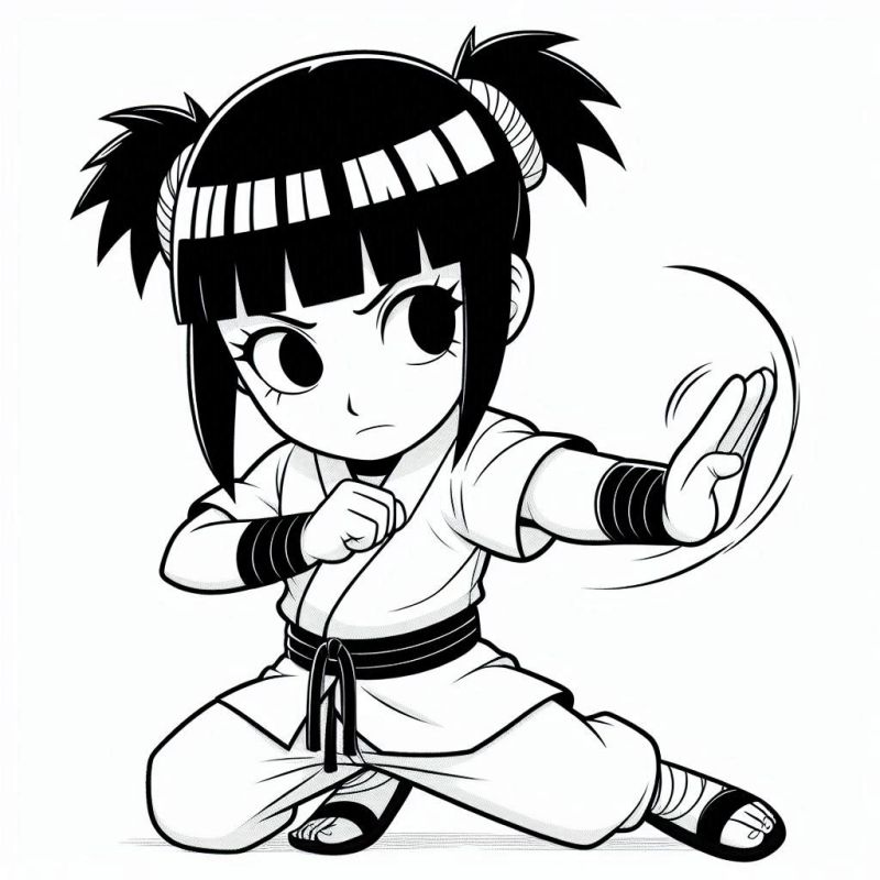 Chibi Ninja do Naruto em Posição de Combate para Colorir