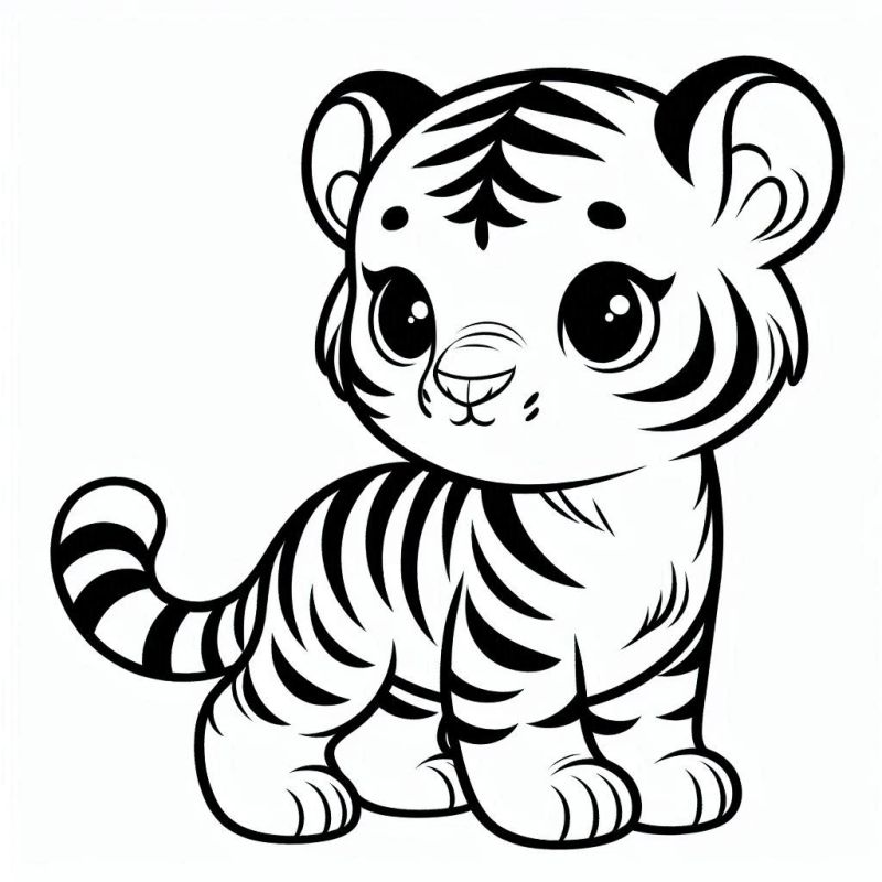 Desenho de Filhote de Tigre para Colorir