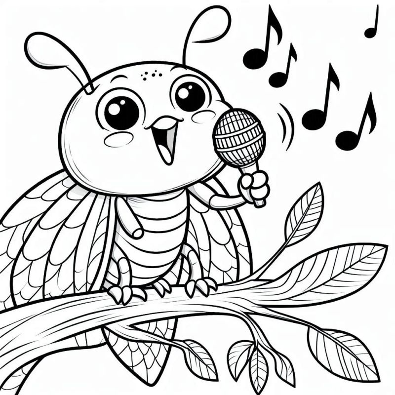 Desenho de Inseto Cantando para Colorir