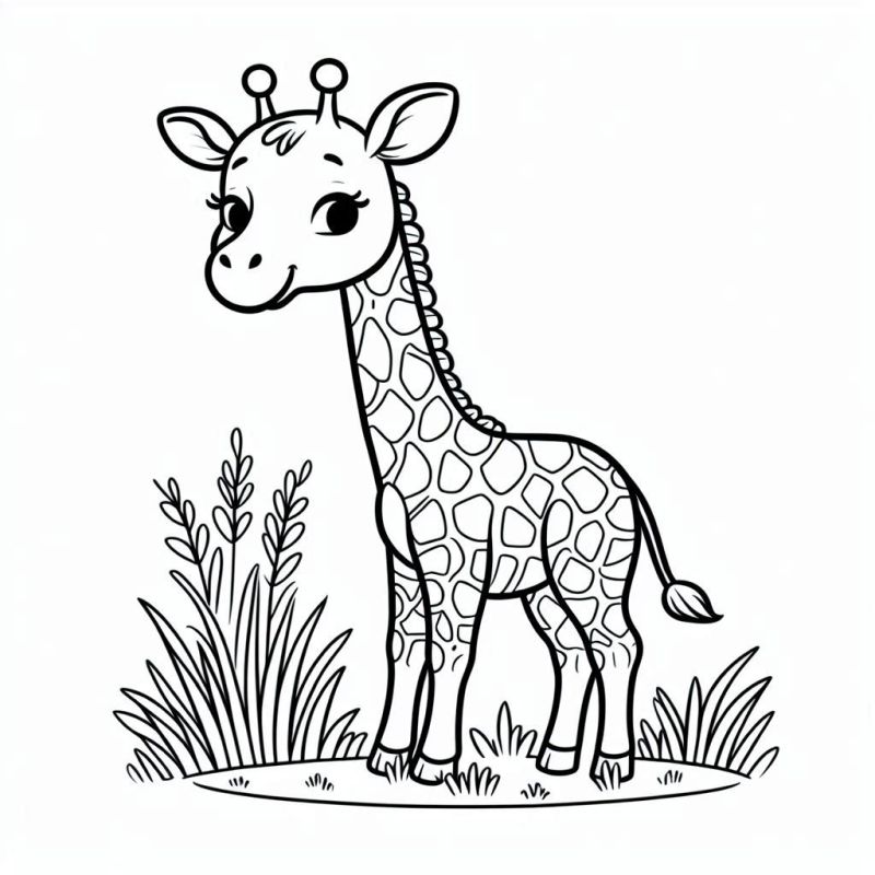 Desenho de Girafa Fofa para Colorir