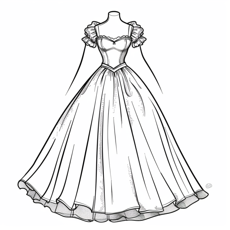 Desenho de Vestido de Baile para Colorir