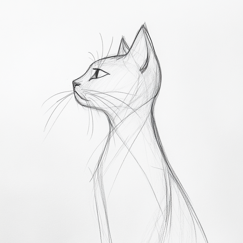 Desenho Simples e Elegante de Gato para Desenhar