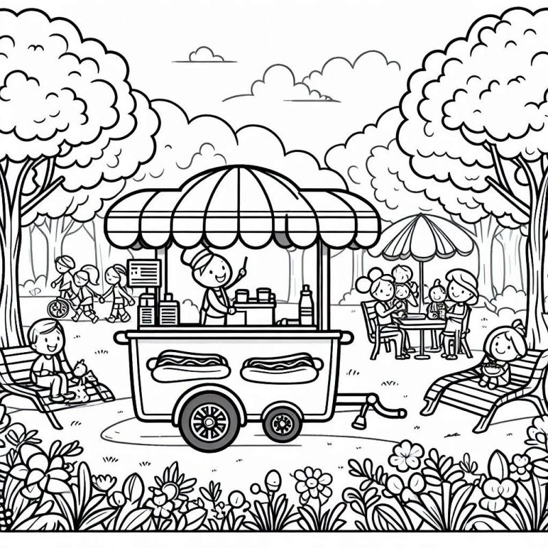 Desenho Infantil de Parque e Jardim Público para Colorir