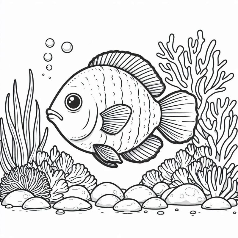 Desenho de Peixe Amigável para Colorir