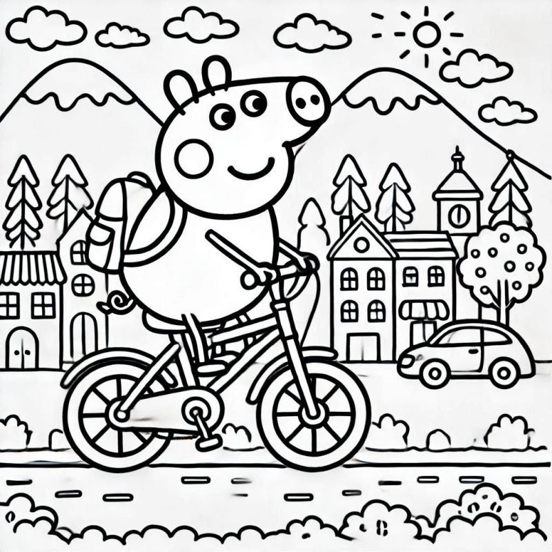 Desenho da Peppa Pig Andando de Bicicleta