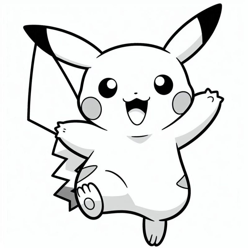 Desenho de Pikachu Alegre e Energético para Colorir