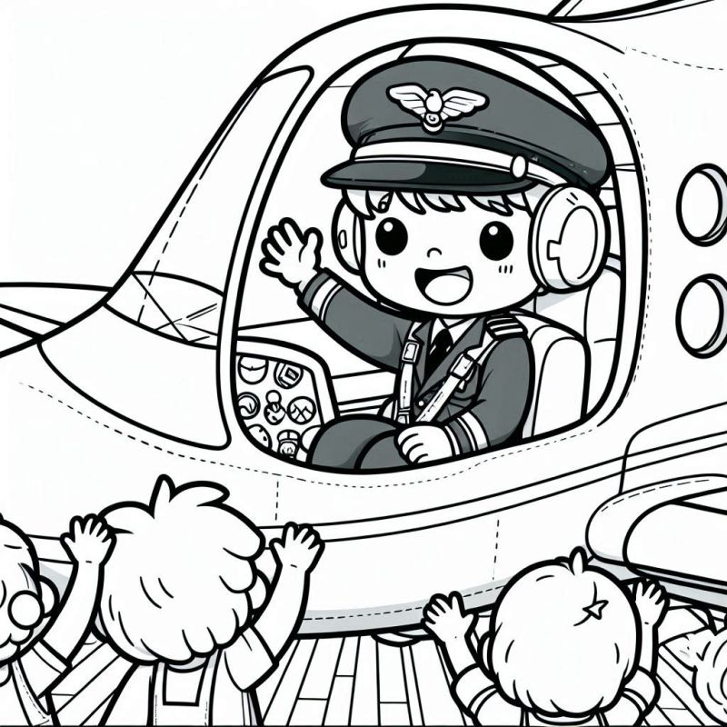 Desenho de Piloto de Avião para Colorir