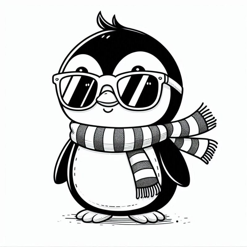 Desenho de Pinguim Moderno para Colorir