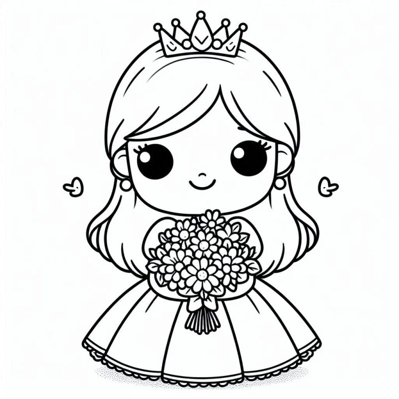 Desenho de Princesa Fofa para Colorir