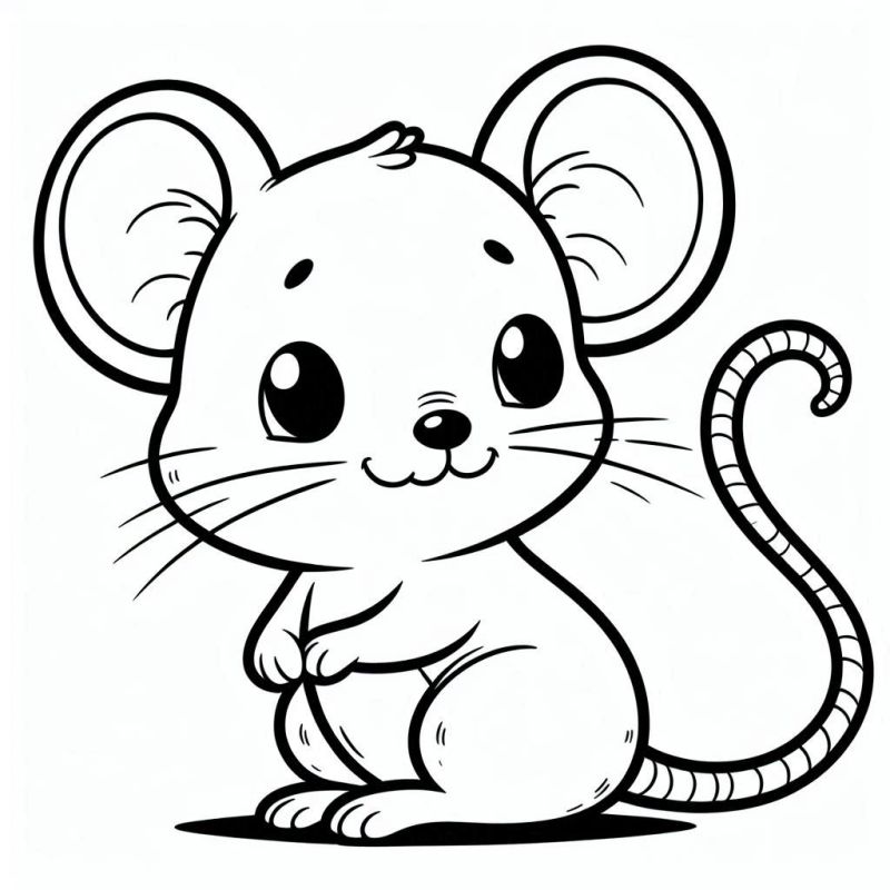 Desenho Adorável de Ratinho para Colorir
