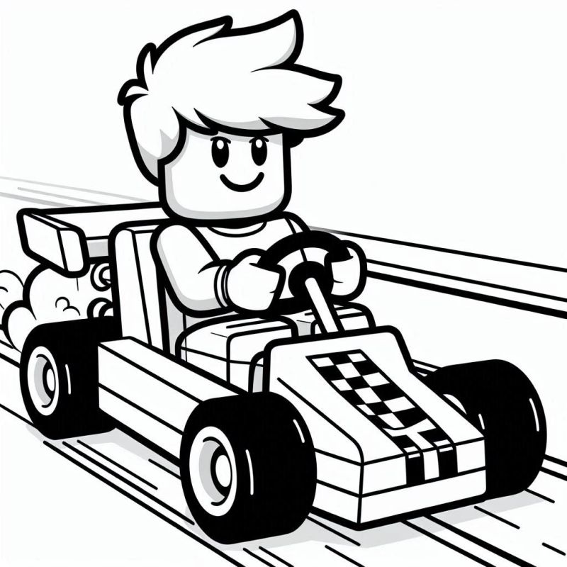 Desenho de Personagem Roblox no Kart para Colorir