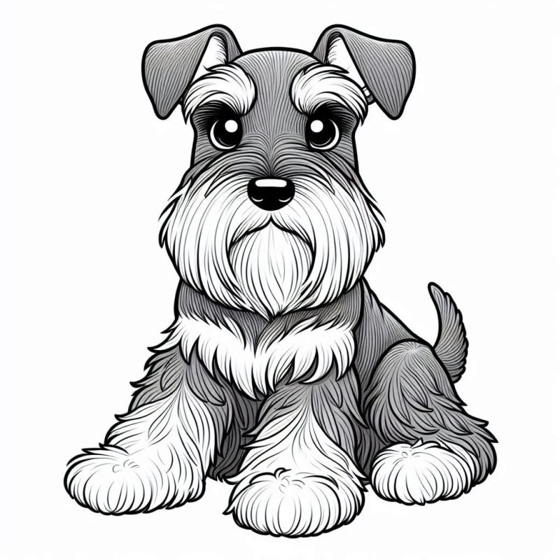 Desenho Charmoso do Schnauzer para Colorir