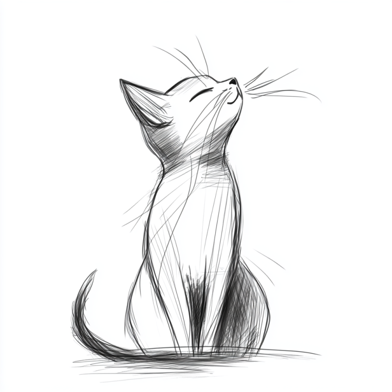 Desenho de Gato Sentado em Serenidade para Inspirar Seu Desenho