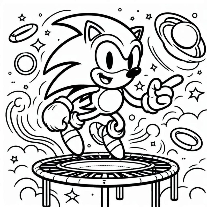 Desenho do Sonic em pose dinâmica para colorir