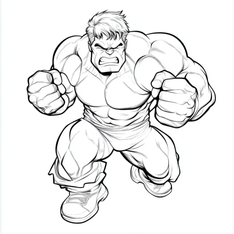 Desenho em linha do Incrível Hulk para colorir