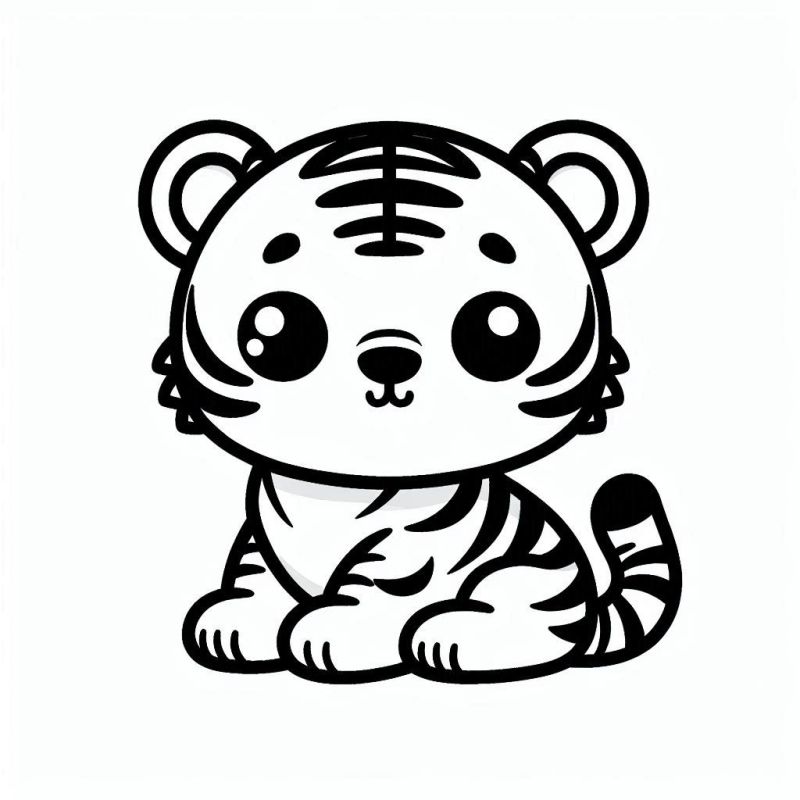 Desenho Adorável de Filhote de Tigre para Colorir