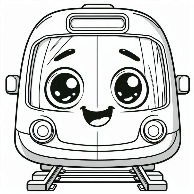 Desenho de um trem fofo e estilizado para colorir