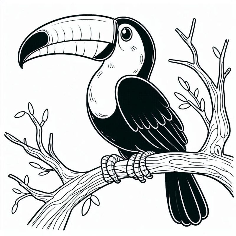 Desenho de Tucano para Colorir - Fauna do Pantanal