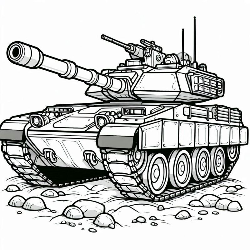 Desenho Detalhado de Tanque de Guerra para Colorir