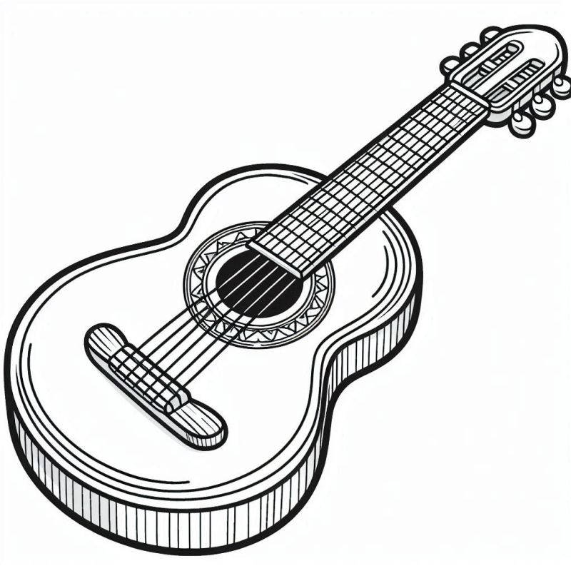 Desenho de Violão para Colorir Grátis