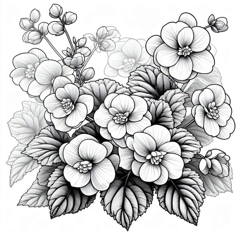 Desenho Detalhado de Arranjo de Flores Realistas para Colorir