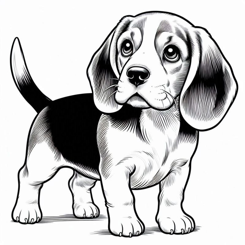 Desenho Realista de Beagle para Colorir