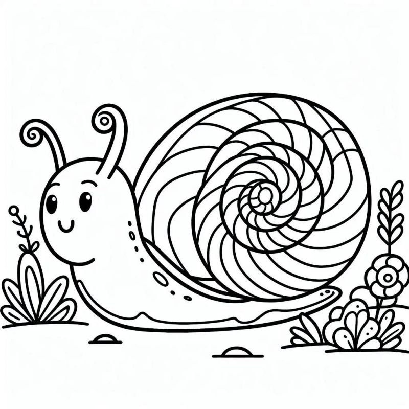 Desenho de Caracol Amigável para Colorir