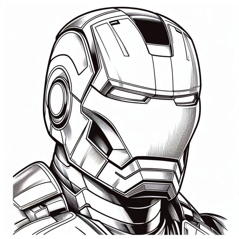 Desenho Detalhado do Capacete do Homem de Ferro para Colorir