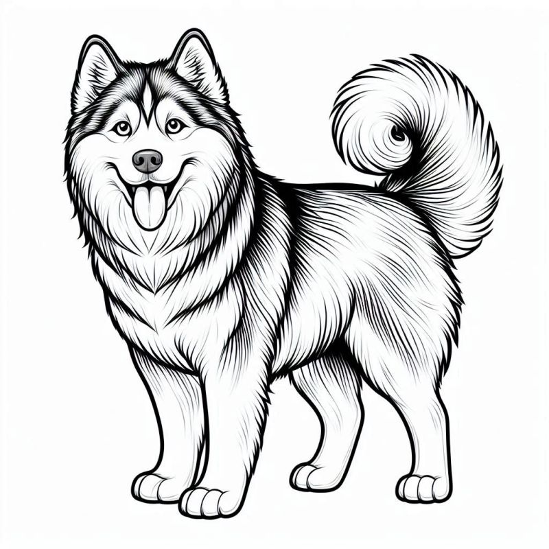 Desenho Detalhado de Husky Siberiano Para Colorir