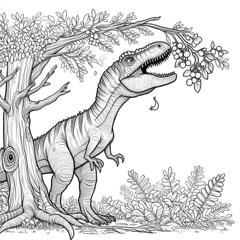 Desenho Detalhado de Tiranossauro Rex para Colorir