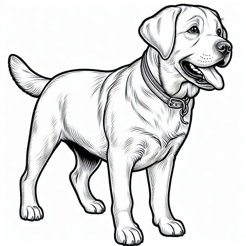 Desenho de Labrador Retriever Detalhado para Colorir