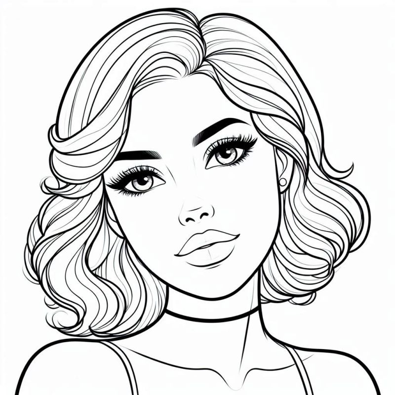 Desenho de Mulher com Maquiagem para Colorir: Beleza e Criatividade