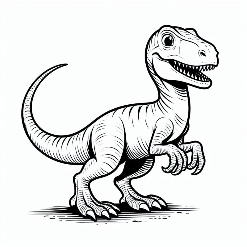 Incrível Desenho de Velociraptor para Colorir