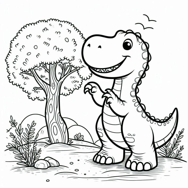 Desenho de Dinossauro Divertido para Colorir