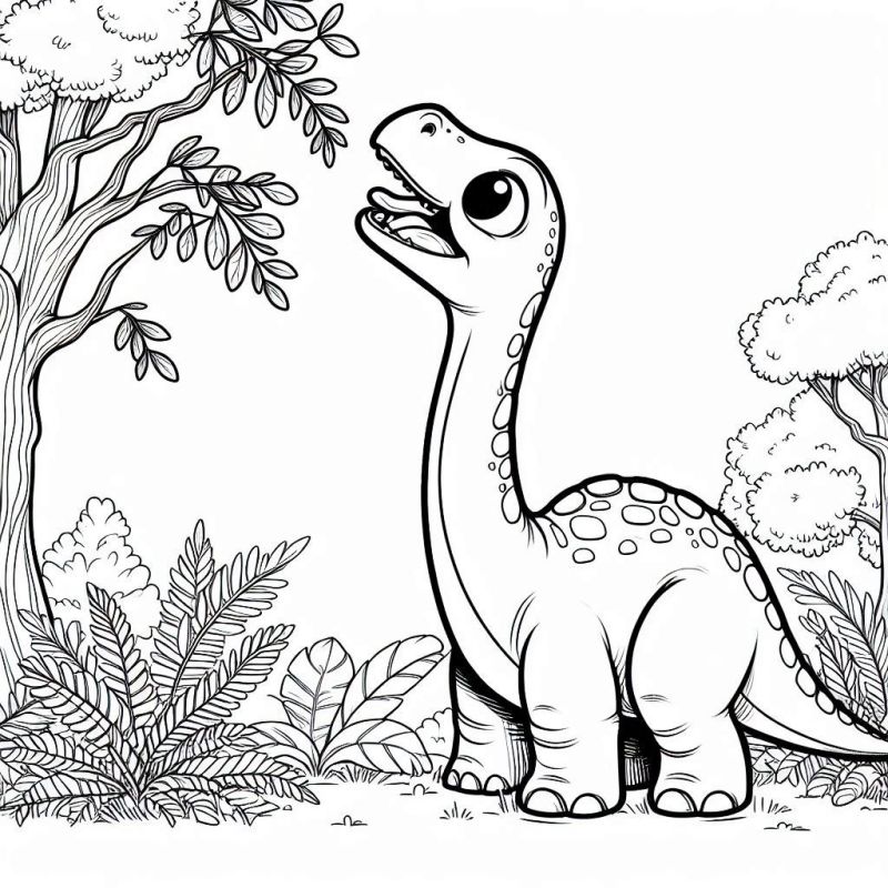 Desenho de Dinossauro Amigável para Colorir