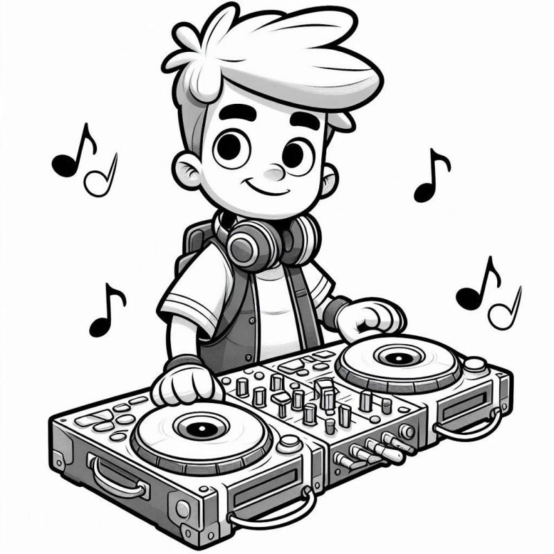 Desenho de Jovem DJ para Colorir