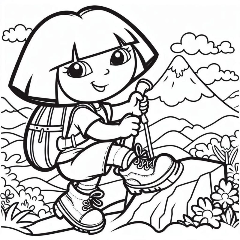 Dora Aventureira Desbravando - Desenho para Colorir