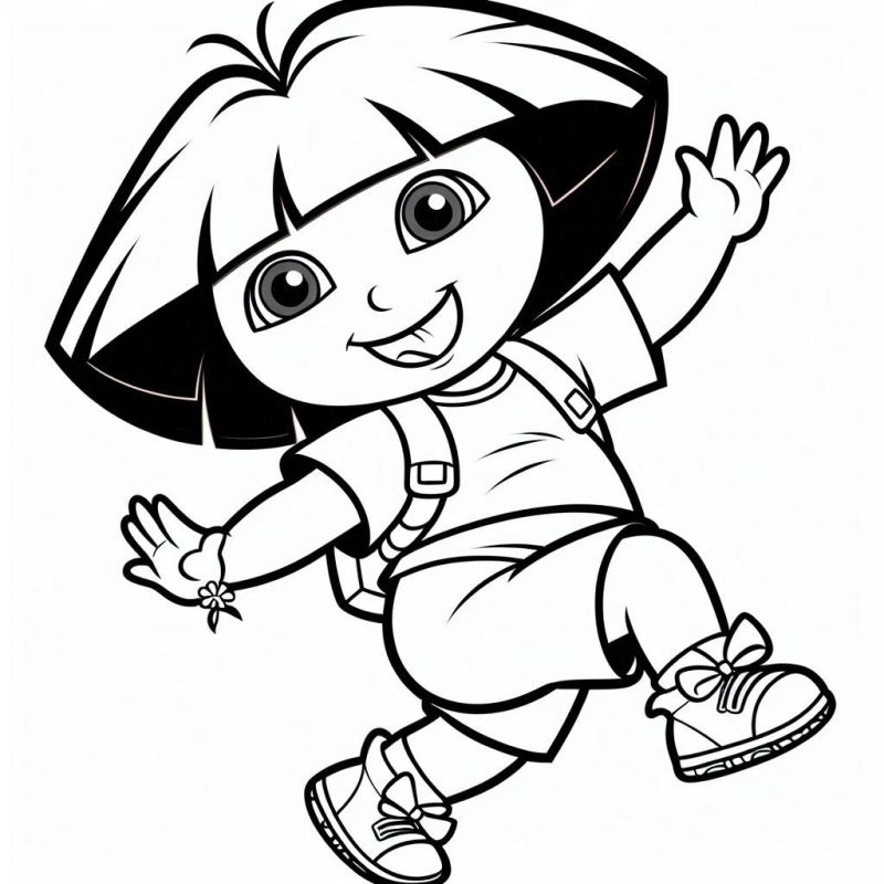 Desenho da Dora Aventureira com Mochila para Colorir