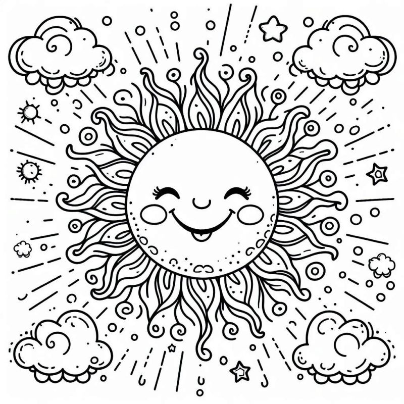 Desenho de Sol Sorridente para Colorir