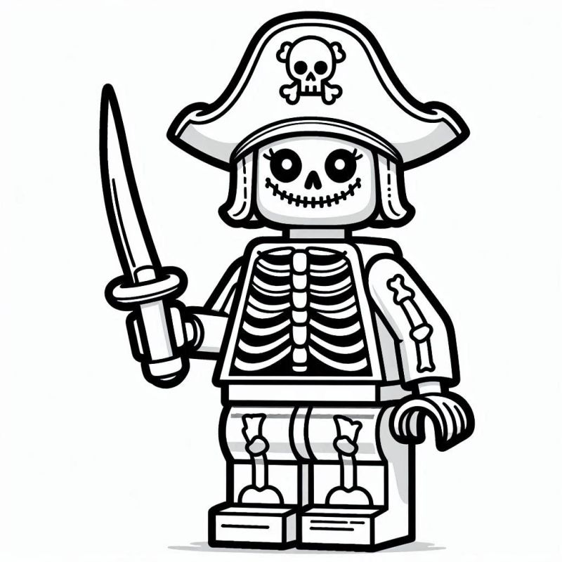 Desenho de esqueleto pirata de Lego para colorir