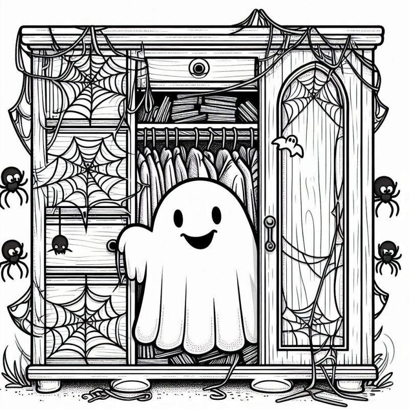 Desenho de Fantasma no Armário para Colorir