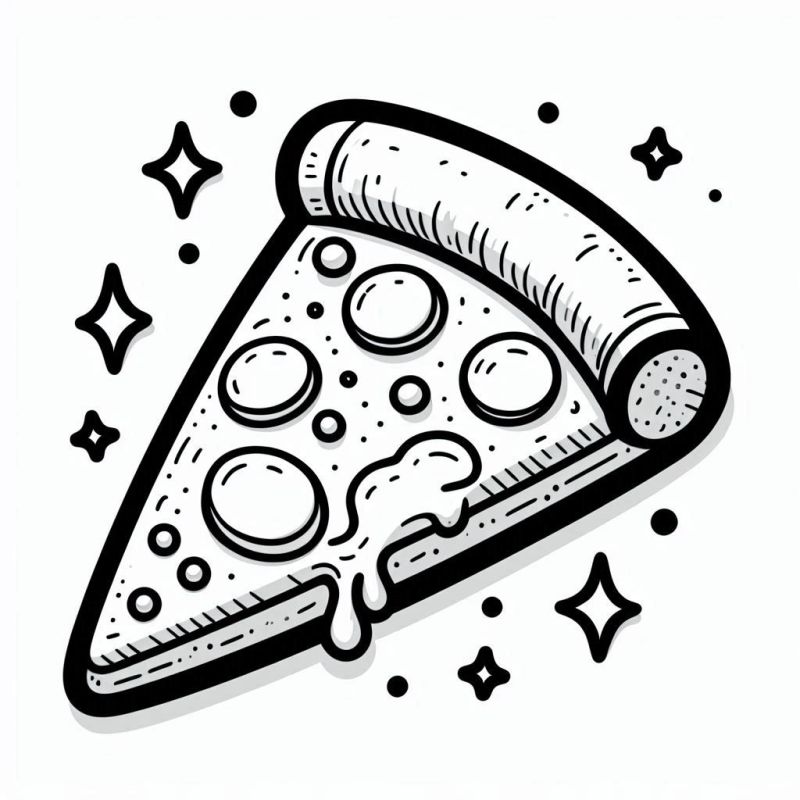 Desenho de Fatia de Pizza para Colorir