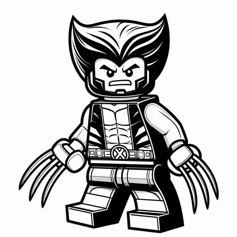 Desenho do Wolverine em formato bloco LEGO para colorir