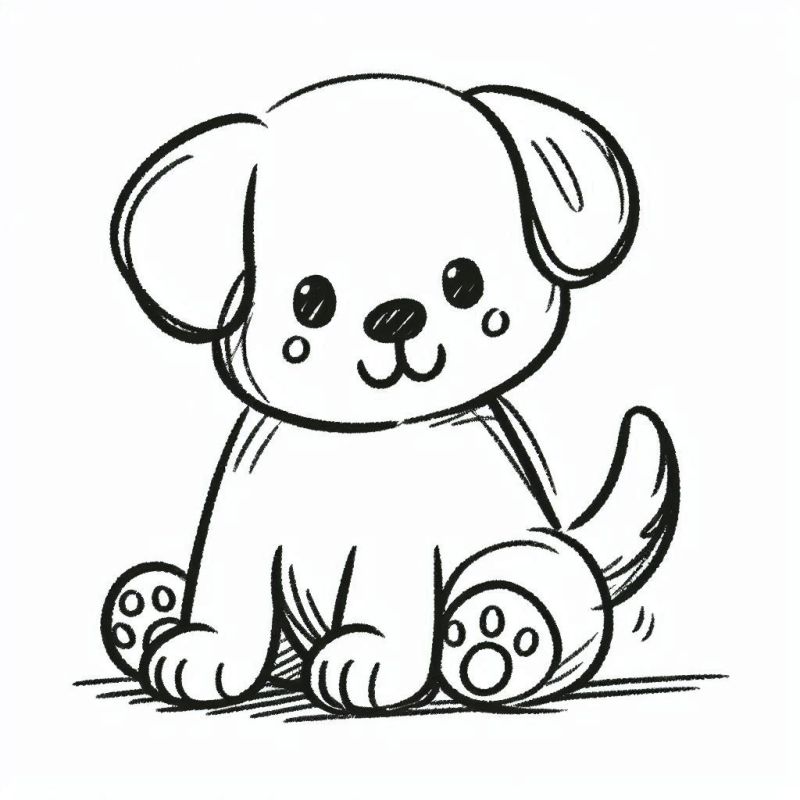 Desenho de Filhote de Cachorro Fofo para Colorir