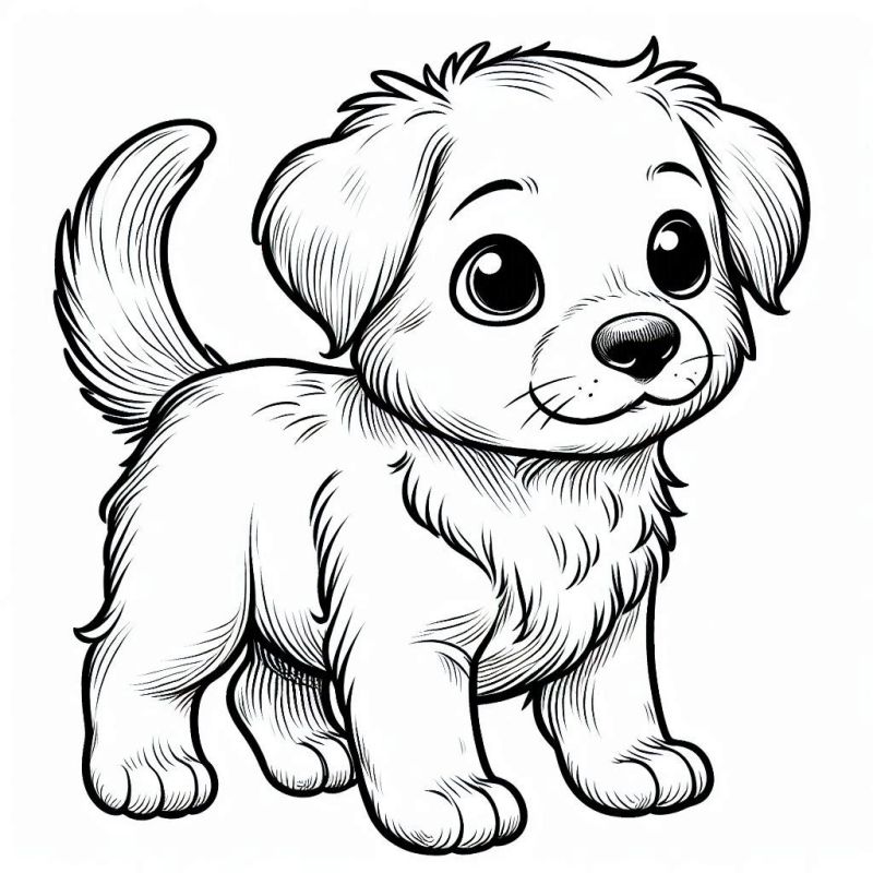 Desenho de Adorável Filhote de Cachorro para Colorir