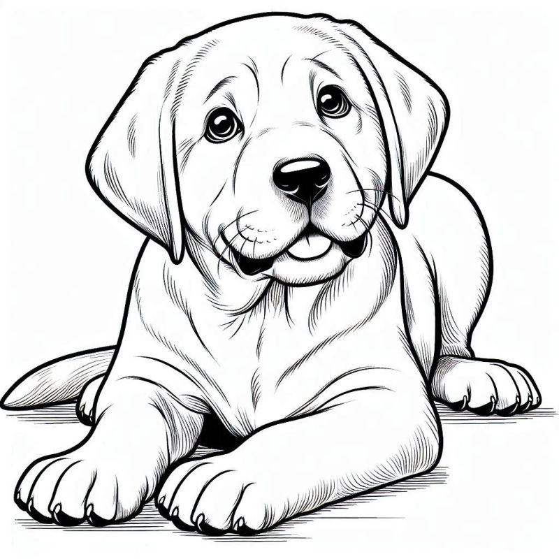 Desenho de Filhote de Labrador para Colorir