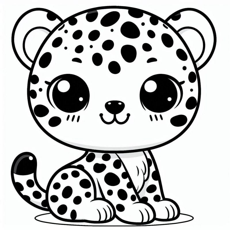 Desenho de Filhote de Leopardo Fofo para Colorir